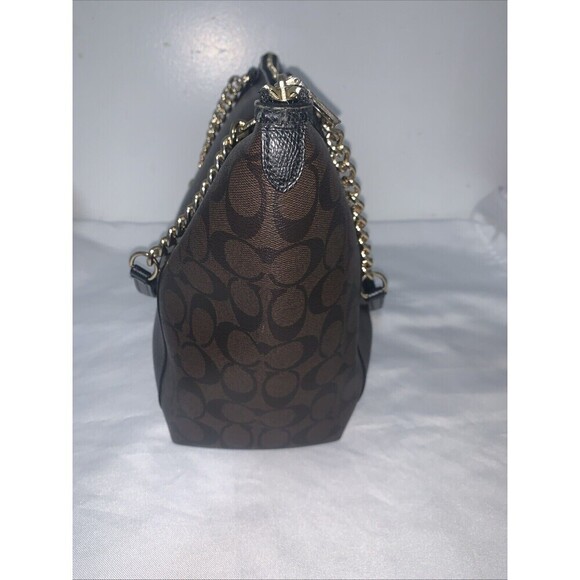 Women's Coach bag  Ava Chain Tote Signature Canvas in Brown/Black Authentic - Picture 3 of 15